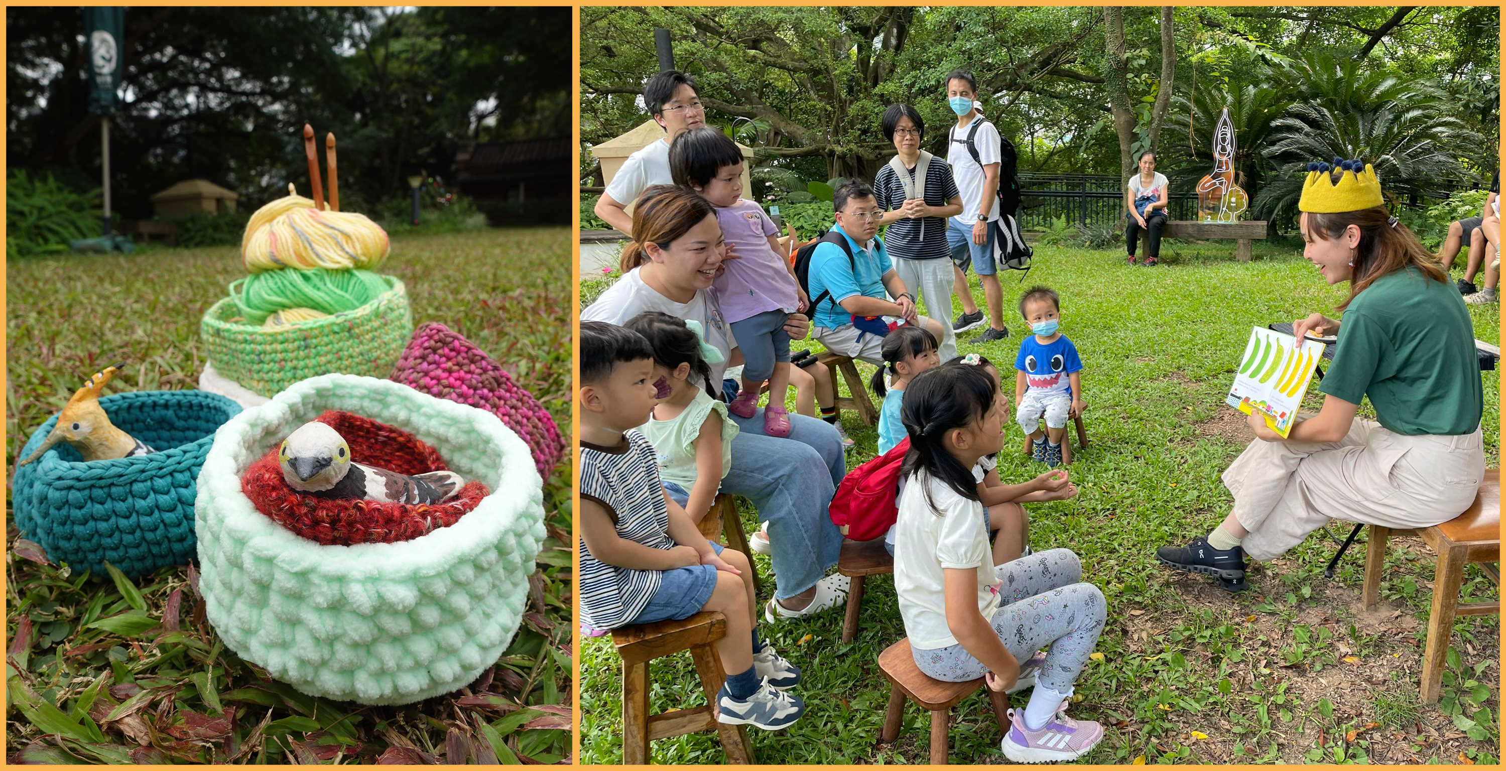 绿汇学苑开放日可以在大树下听故事,也可以编织送给雏鸟的温暖雀窝。(图片来源:绿汇学苑)